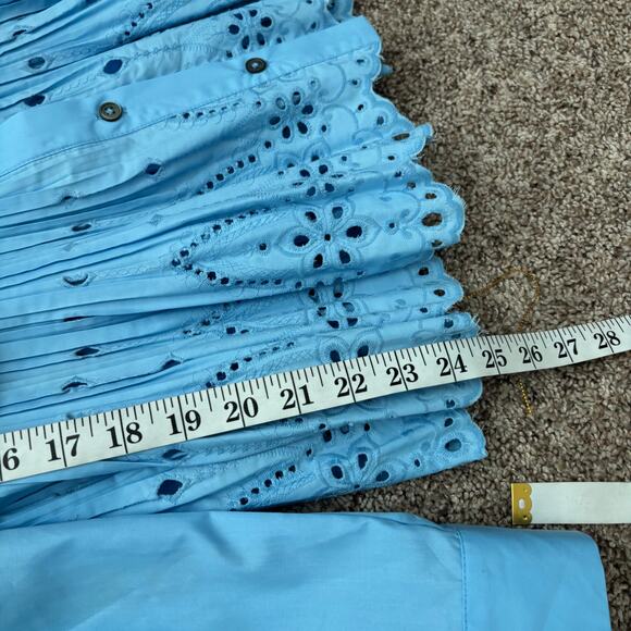 Current Air Blue Contrast Eyelit Top Sz M Academia Cable Knit Preppy - Picture 9 of 11